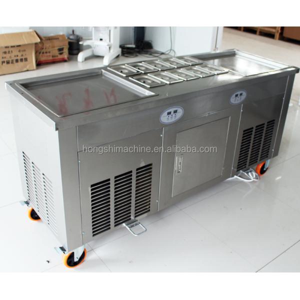 Stainless steel double square pan fried ice cream roll machine Commercial flat pan fry ice cream roll machine
