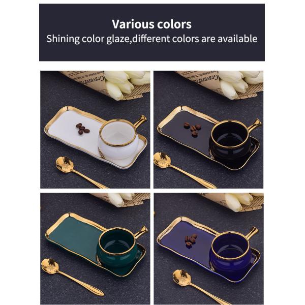 Tea Nordic Gold Rim Ceramic Coffee Cup With Dessert Snack Tray