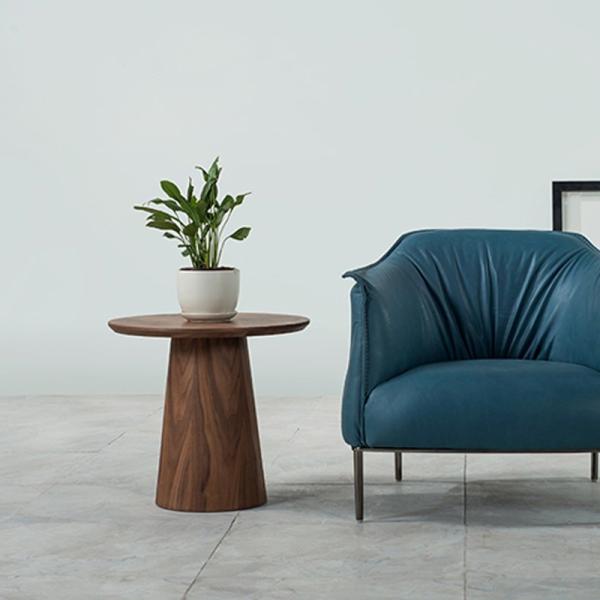 Creative Walnut Combo Round End Table Original Wood Grain Finish Low Coffee Table