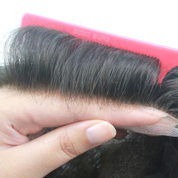 Noir naturel 100% cheveux humains Perruque légère droite Perruque du milieu