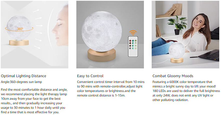 Remote Control Moon Shaped Lamp 16W Moon LED Lamp 4 Brightness 3 Color Temperatures