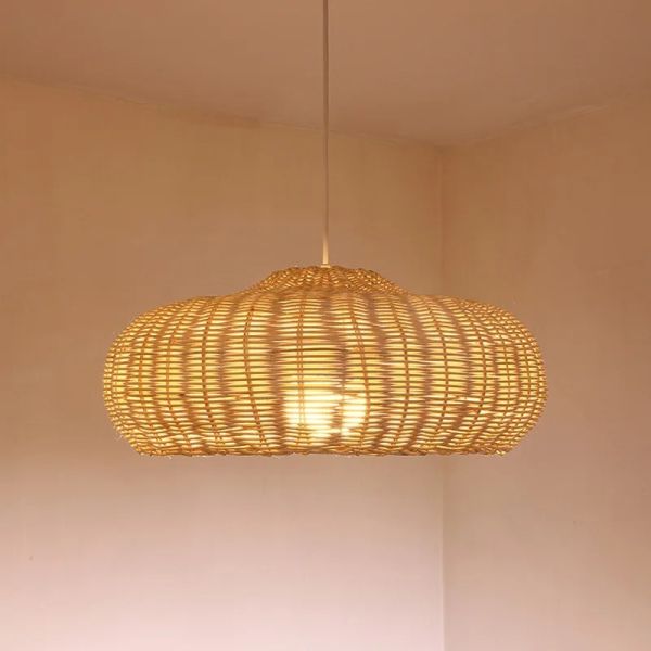 Dining Room Lamp Cafe LED farmhouse Village Vintage Handmade Wicker Pendant Light(WH-WP-112)