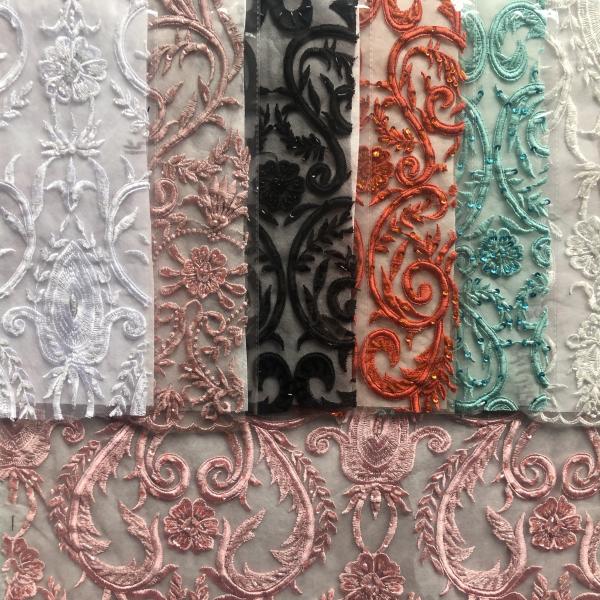 Easily Customizable Luxury 3D Flowers Beaded Embroidery Lace Fabric New Design Lace for Women's Clothing Dance  Dresses