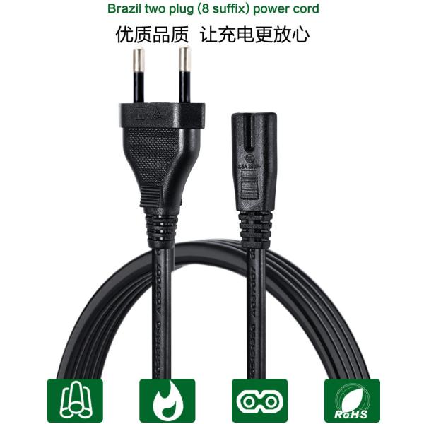 OEM Black Brazil Power Cord AC UC 2 Pin Laptop Power Cord