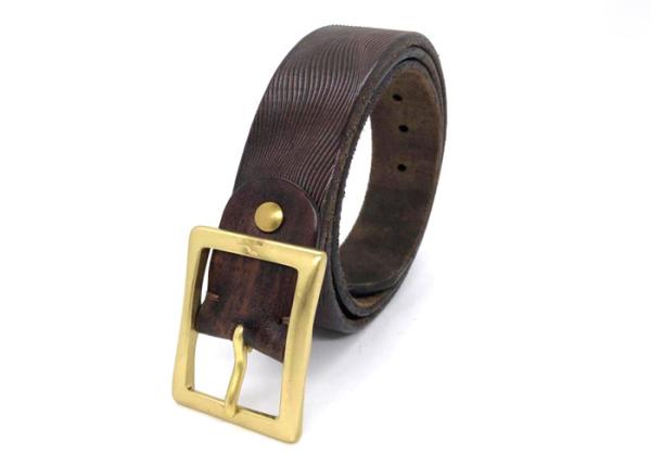Brown Mens Casual Leather Belt Vintage Brass Square Pin Bcukle Western Styles
