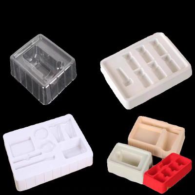 Eco-Friendly Disposable PP Pet PVC PS Flocking Plastic Black / White Plastic Vacuum Tray For Cosmetics
