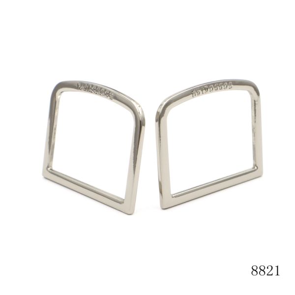 Custom Engrave Logo Metal D Ring 34mm Flat Silver Square D Ring Buckle For Dog Collar