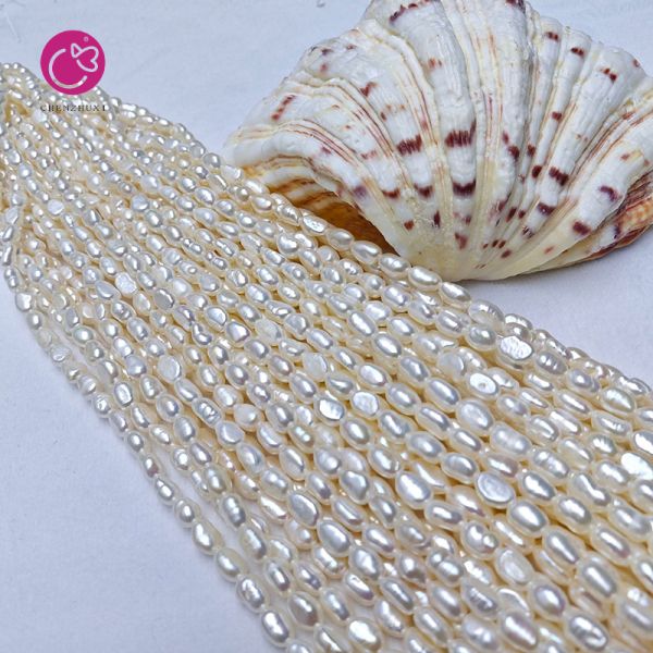 2mm 3mm Natural Cream Freshwater Pearl Stone Rice Beads Strand Wholesale Stone Pearls Factory Jewelry Making Loose Jewelry