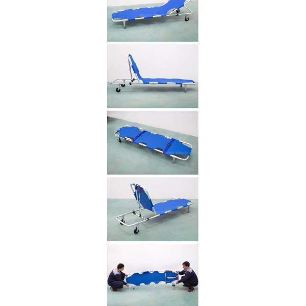 Blue Aluminum Alloy Folding Stretcher Manual Foldable Canvas Stretcher