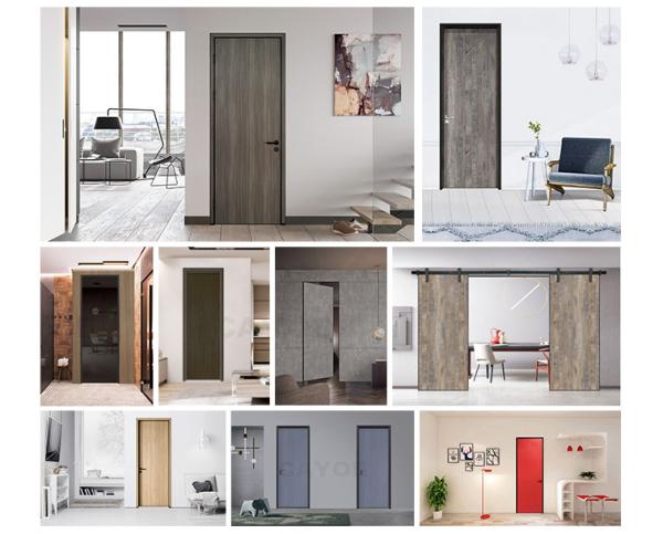 Solid Wood Grain Hinged Glass Shower Door , 45mm Aluminum Frame Glass Door