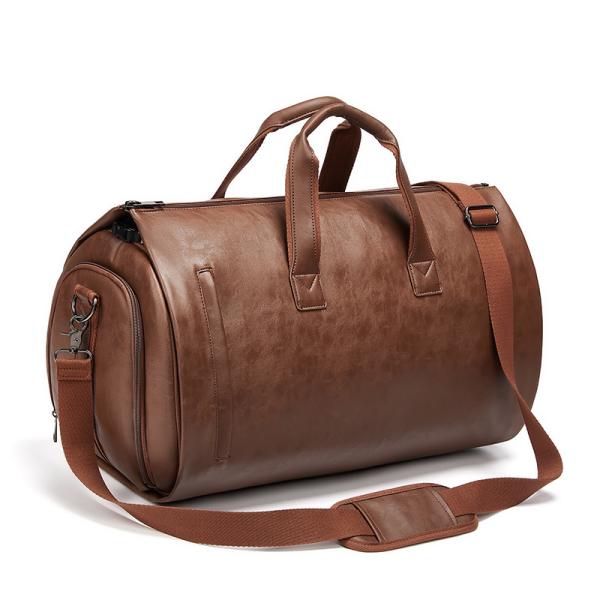 Saco de viagem de couro PU para exterior Marrom com compartimento de calçado separado