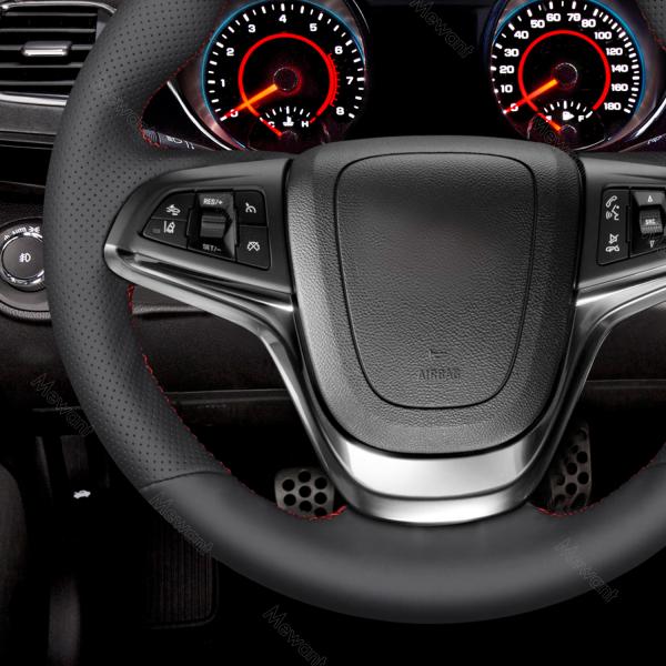 Mewant Car Accessory Interior Black Genuine Leather Hand Sewing Steering Wheel Cover for Holden Calais Commodore Ute 2013-2017