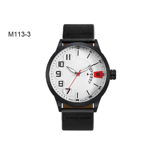 Water Resistant Men's Quartz Watch Sport PU Leather Fashion Reloj M113