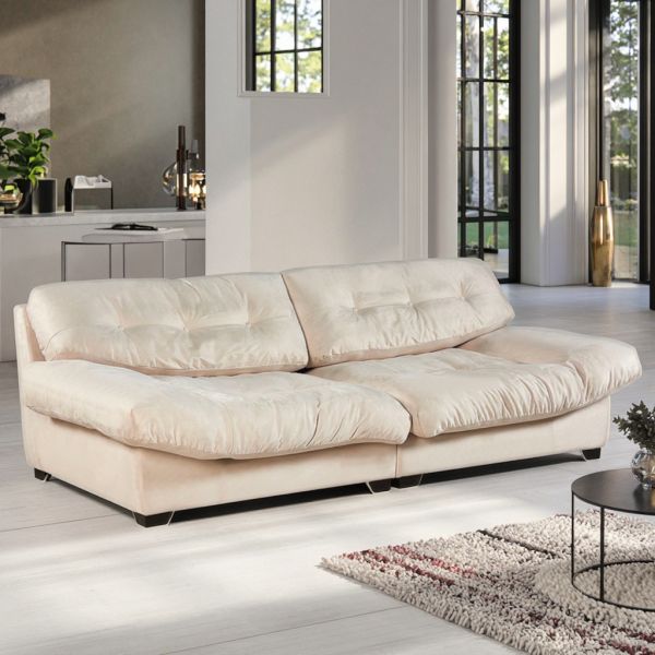 Customizable Luxury Cream Velvet 2-Seater Modular Sectional Sofa Set French White Nordic Design for Villas Living Room