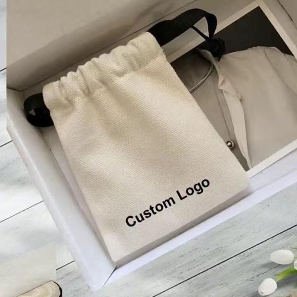 Eco Friendly Round Bottom Cotton Fabric Drawstring Candle Bag for Jewelry Packaging