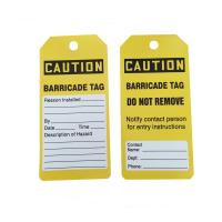 L'étiquette de barricade de précaution de PVC n'enlèvent pas le jaune noir de 6X3 Hang Tag Box Of 100 en plastique