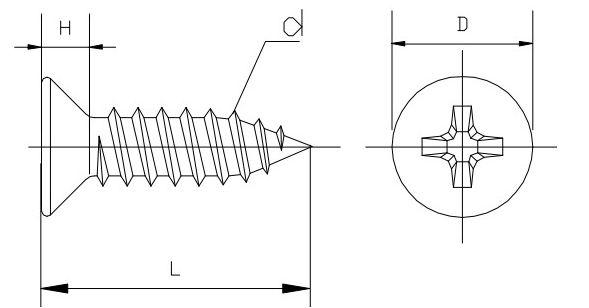 Free Chrome Zinc Steel Flat Head Screws Tapping M3.5 Phillips Drive for Plastic