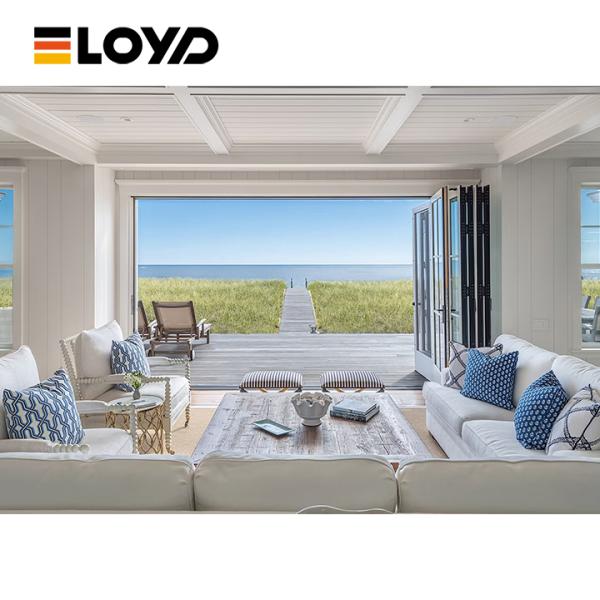 Residential Aluminium Bifold Doors Grey / to Select in Color Samples Eloyd Patio Double Glass Exterior Accordion Folding Door