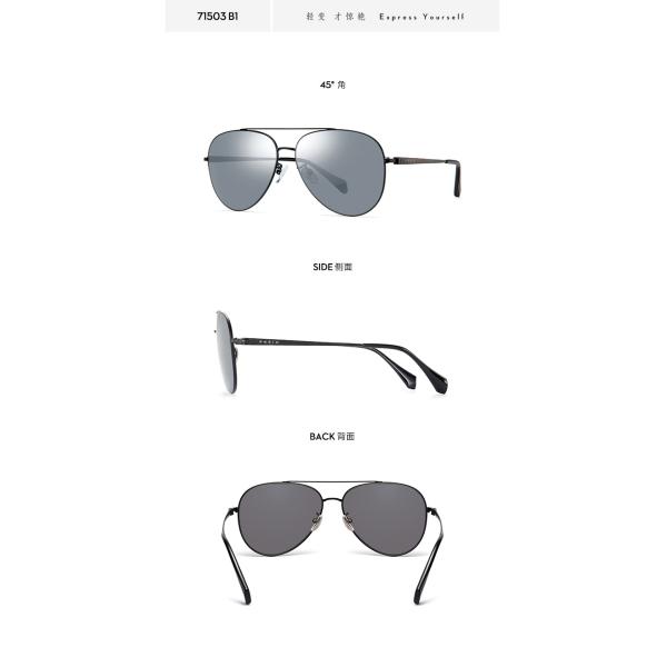 Male Metal Frame Polarized Sunglasses Black Gold Classical Aviator Eyeglass