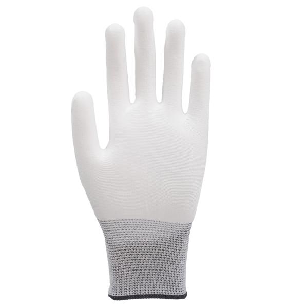General Purpose 13 Gauge White Polyester Gloves With PU Palm Coating Size L High Comfort Level Long-lasting Durability