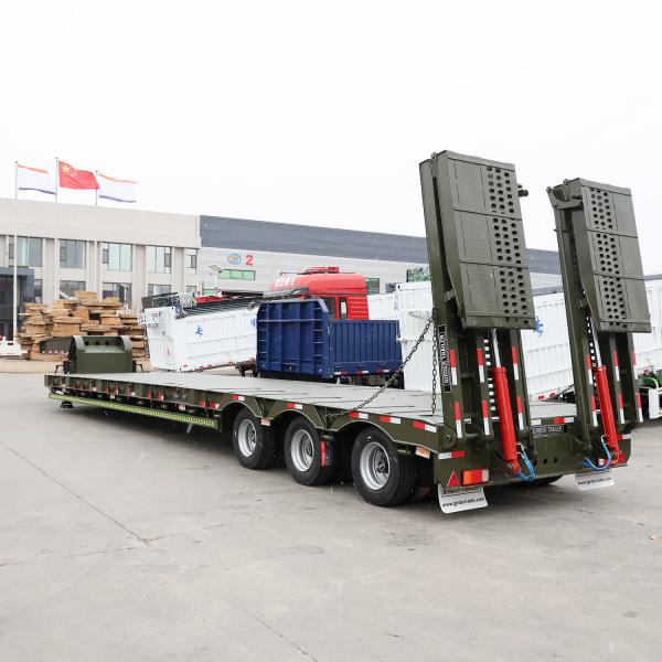 Semi-Trailer Flat Bed Low Bed Semi Trailer Trucks with BPW Axels Air Suspension