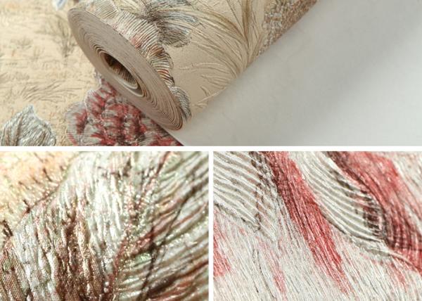 0.53*10M Contemporary Bedroom Wallpaper With Light Yellow Floral Pattern , Heat Insulation