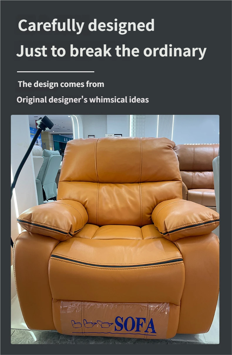 Swivel Rotatable Leather Recliner Sofa Chair-Ergonomic Modern Design for Bedroom Balcony & Study Room