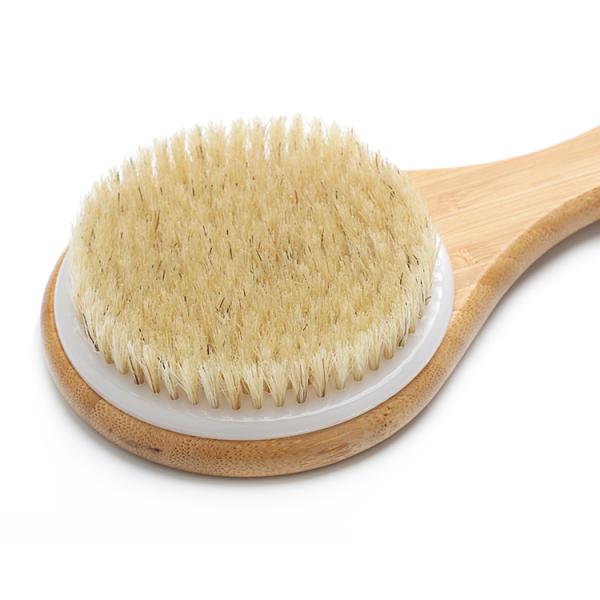 Dry Body Shower Brush Back Scrub Natural Bamboo Long Handle Massage