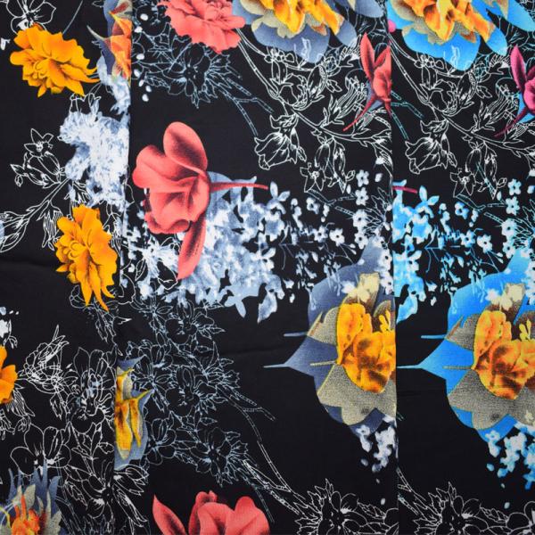 Soft Plain Viscose Rayon Fabric Floral Printed 100% For Dress Wedding