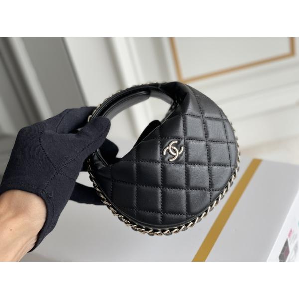 Ap3095 Black Mini Fabric Chanel Flap Bag Coin Purse 20 Inch