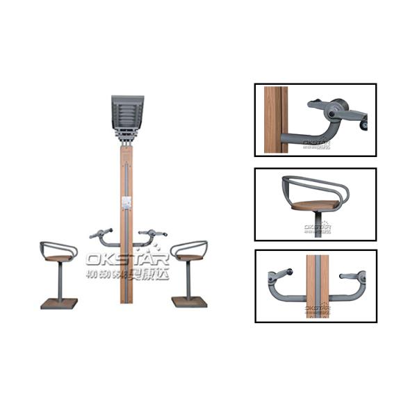 wooden street lamp outdoor fitness upper limbs bike trainer