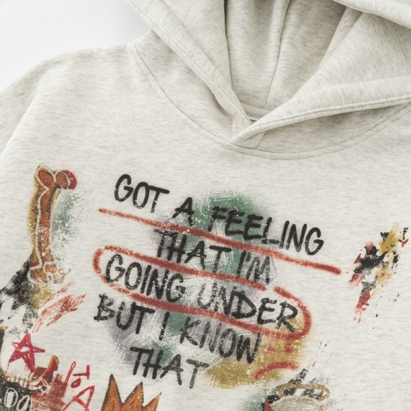 345G Heavyweight Vintage Devil Graffiti Print Oversized Hoodie American Streetwear Pullover Support Custom Logo OEM ODM