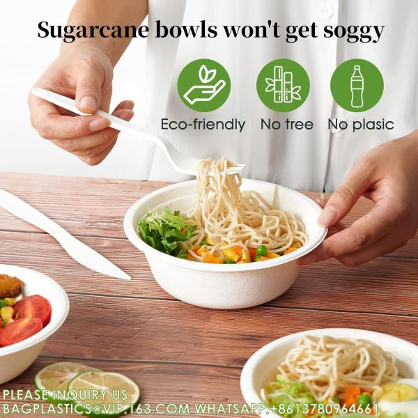 12 Oz Paper Bowls, Disposable Compostable Bowls, Biodegradable Soup Bowls Made Of Natural Bagasse, Eco-Friend