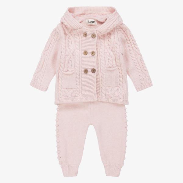 2023 Winter kids hoodie sweaters knitted design customized baby sweater set