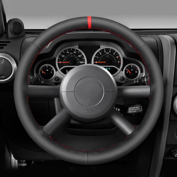 DIY Hand Stitch Genuine Leather Steering Wheel Cover for for Jeep Wrangler JK 2007 2008 2009 2010