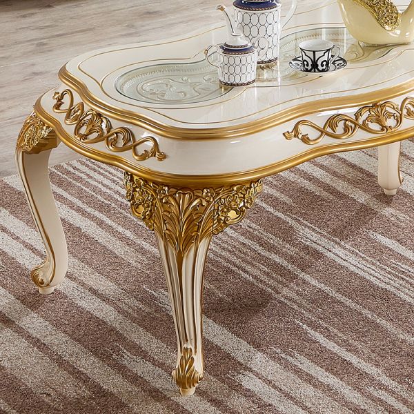 European Classic Style Royal Luxury TV Cabinet Villa Furniture Home Storage White and Gold Large Wood Living Room TV Stand