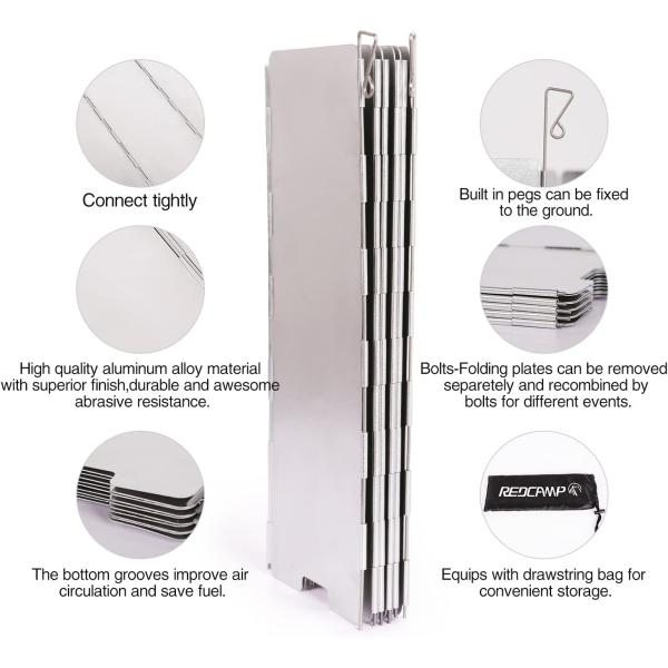 Aluminum Windscreen Camping Stove Windshield with Carrying Bag Lightweight Butane Burner 290g