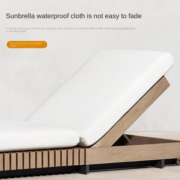 Customized Luxury Pool Teak Wood Lounge Chair With 5 Gears Backrest Adjustment Lesiure Bed