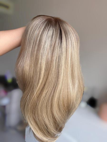 Perruques personnalisées brun moyen pour femmes, perruque avant en dentelle blonde densité 130%
