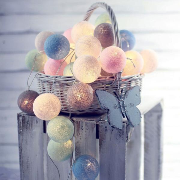 LED Cotton Balls Fairy Lights Battery Operated Wool Balls String Light Variable Length for Bedroom Party Garden Indoor Wedding