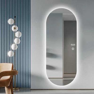 Full Length Arch Bathroom Mirror Edge Frameless Anti Fog Lighted Dressing Mirror