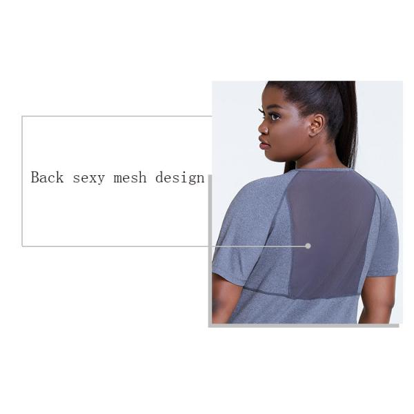back mesh Women'S Plus Size Yoga Wear Ladies Oversized Gym T Shirt 180g