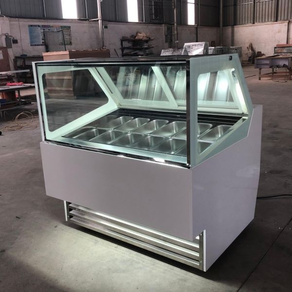 Single Door Popsicle Gelato Ice Cream Display Cabinet Upright Fan Cooling