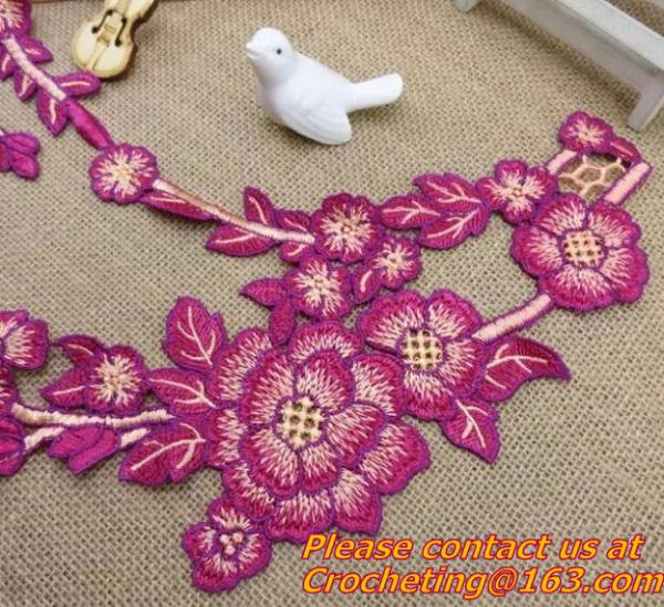 Lace Collar Applique Neckline Lace Crochet Flower Motif Patchwork Sewing Access