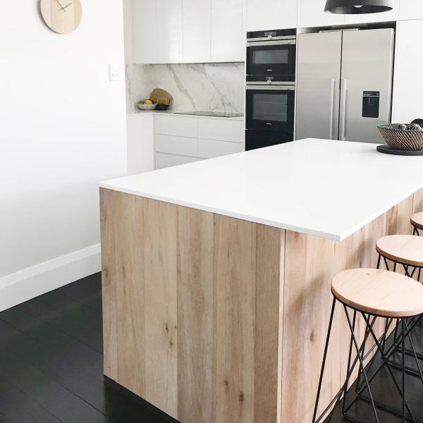 Modern L Shape White Textured Melamine Cabinets Kitchen Wooden