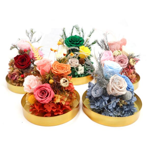 Durable Preserved Rose Glass Dome 100% Handmade Real Touch Natural Rose Dye