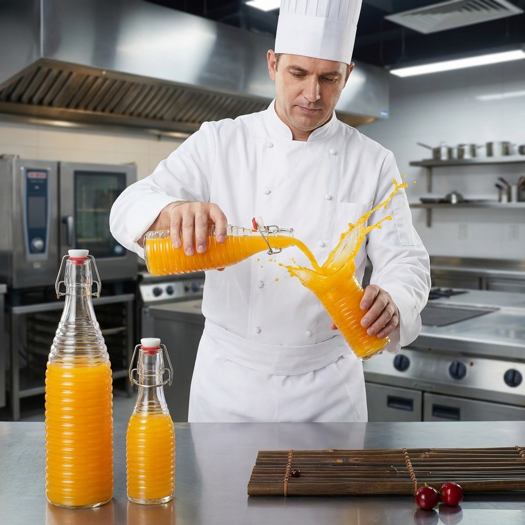 Solent Ringed Glass Swing Top Bottle Airtight Beverage Container with Leakproof Seal Ringed Texture