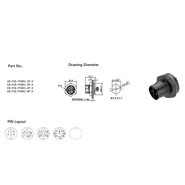500V IP67 Waterproof Circular Connector M16 LED Lighting Connector with Gilded Brass Contacts