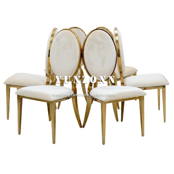Modern Stackable Wedding Event Chair Gold Stainless Steel Hotel Banquet Chair