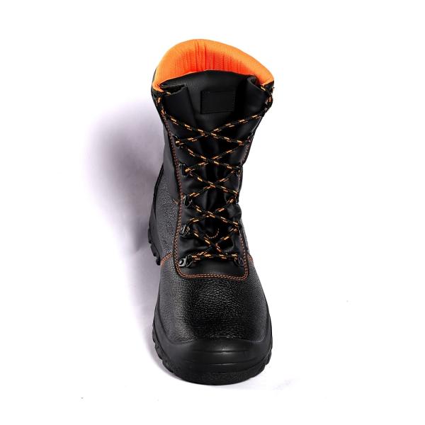 Black Leather Cut Steel Toe Protection Anti Slip Function Action Safety Shoes Shock Proof